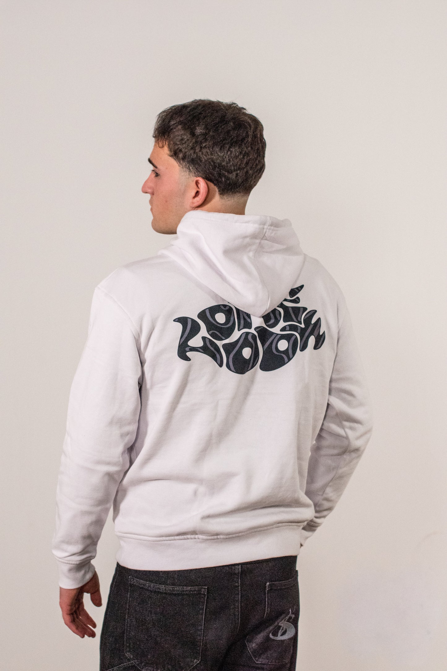 Sudadera white (black) con cremallera stars of wrld