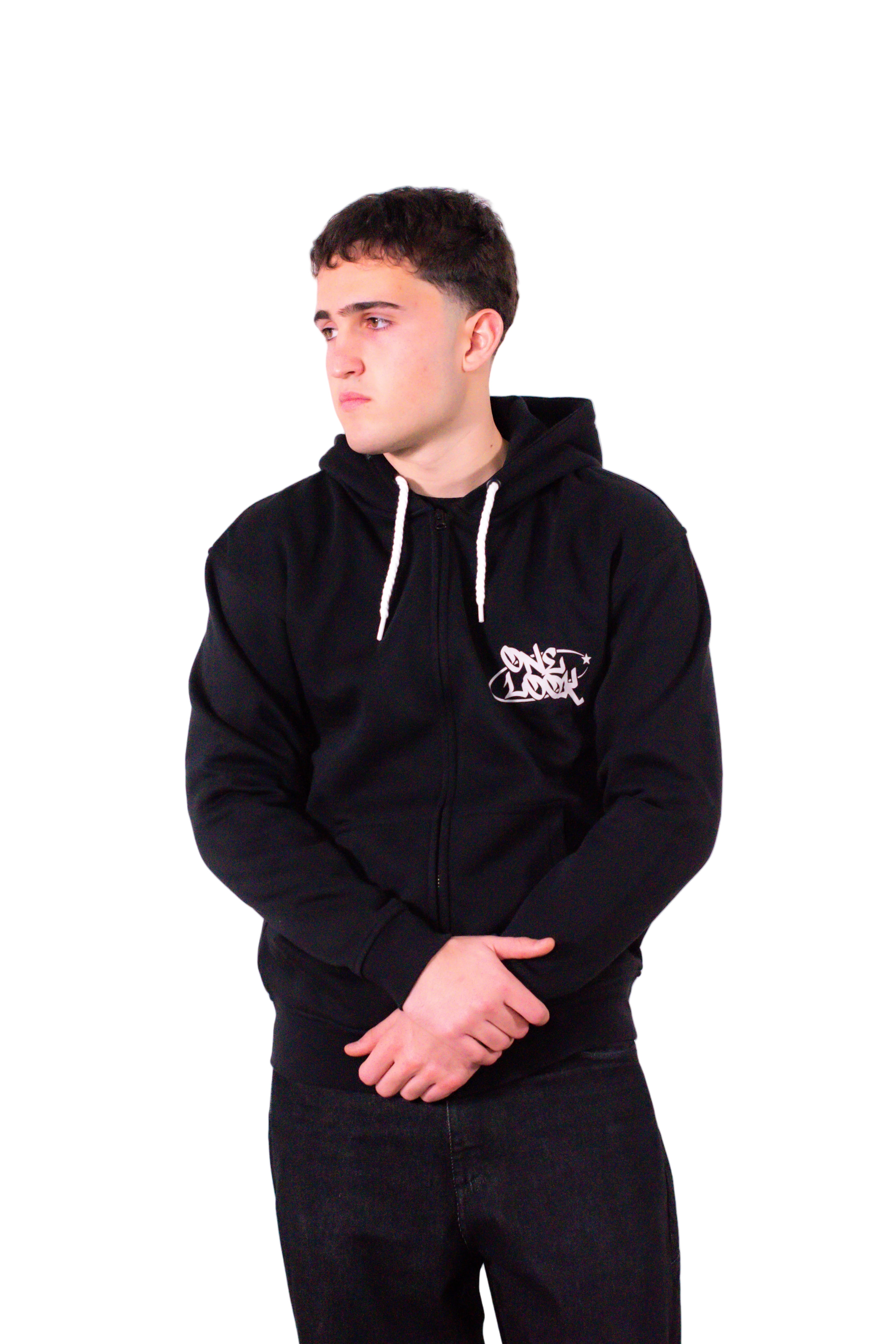 sudadera black con cremallera stars of wrld