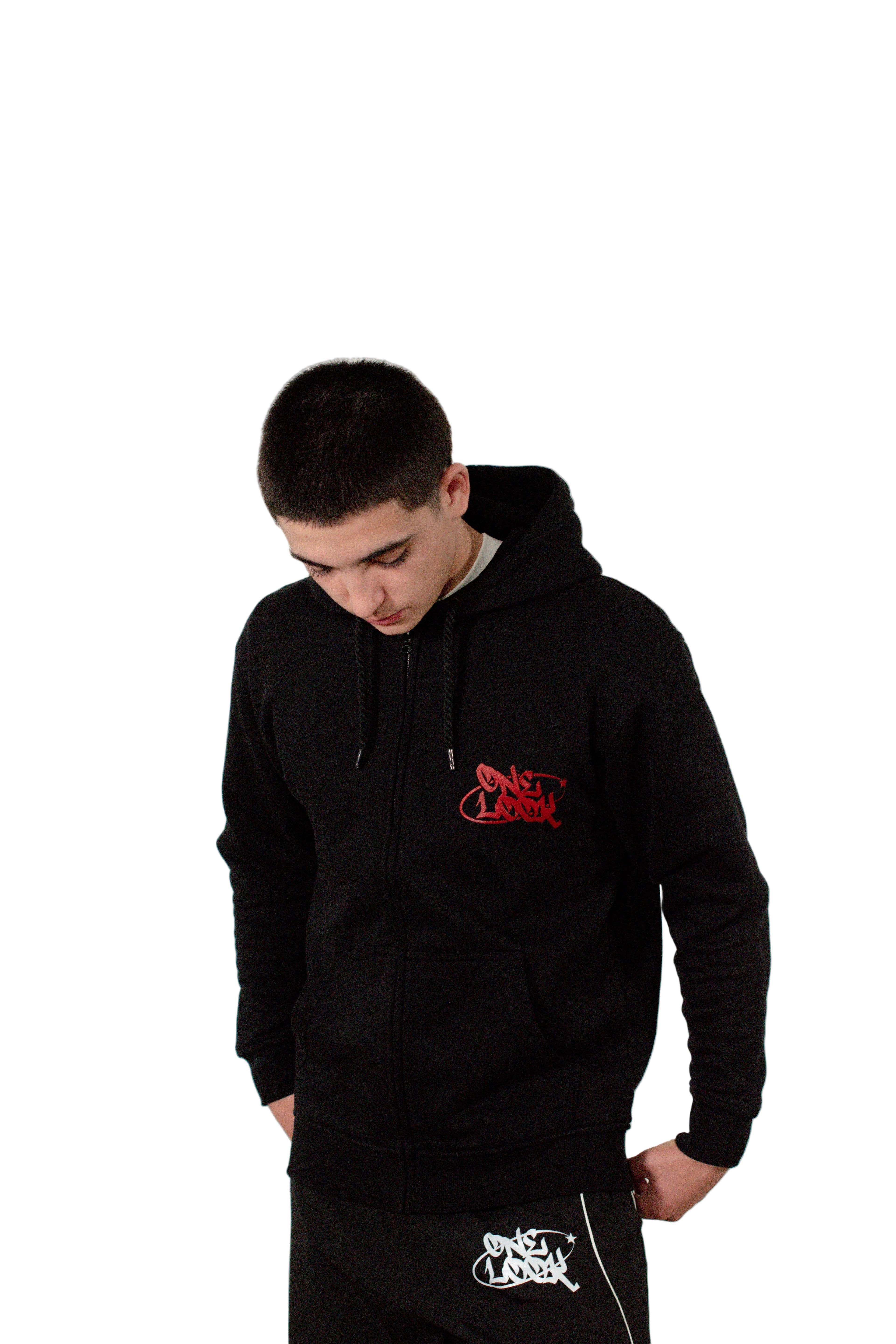 sudadera stars of wrld black (red)