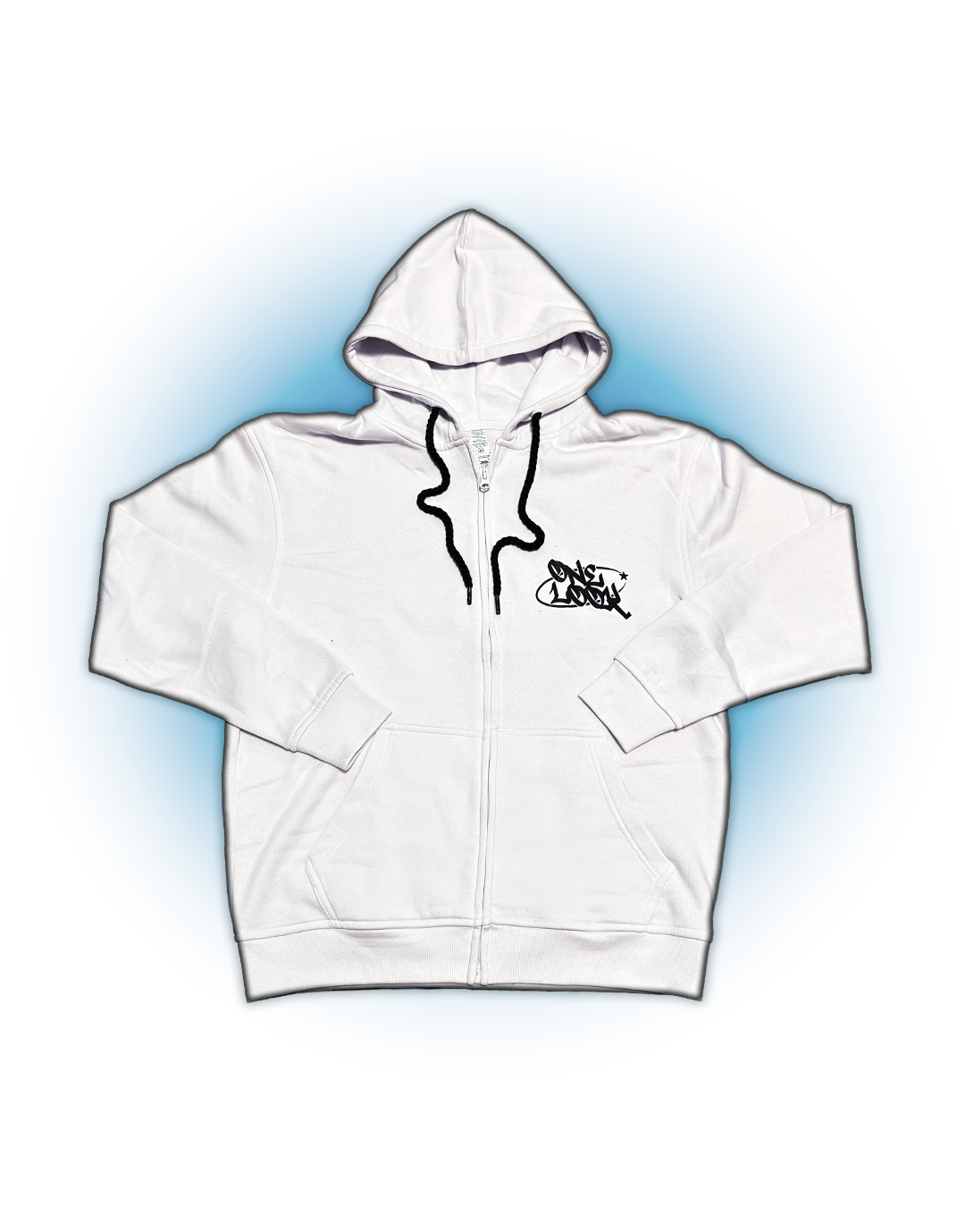 Sudadera white (black) con cremallera stars of wrld