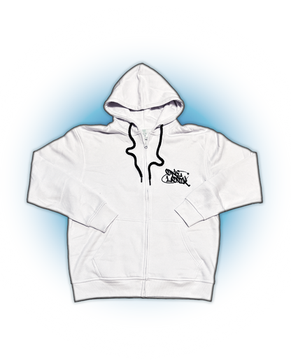 Sudadera white (black) con cremallera stars of wrld